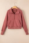 Flamingo Zip Up Stand Collar Ribbed Thumbhole Sleeve Sweatshirt