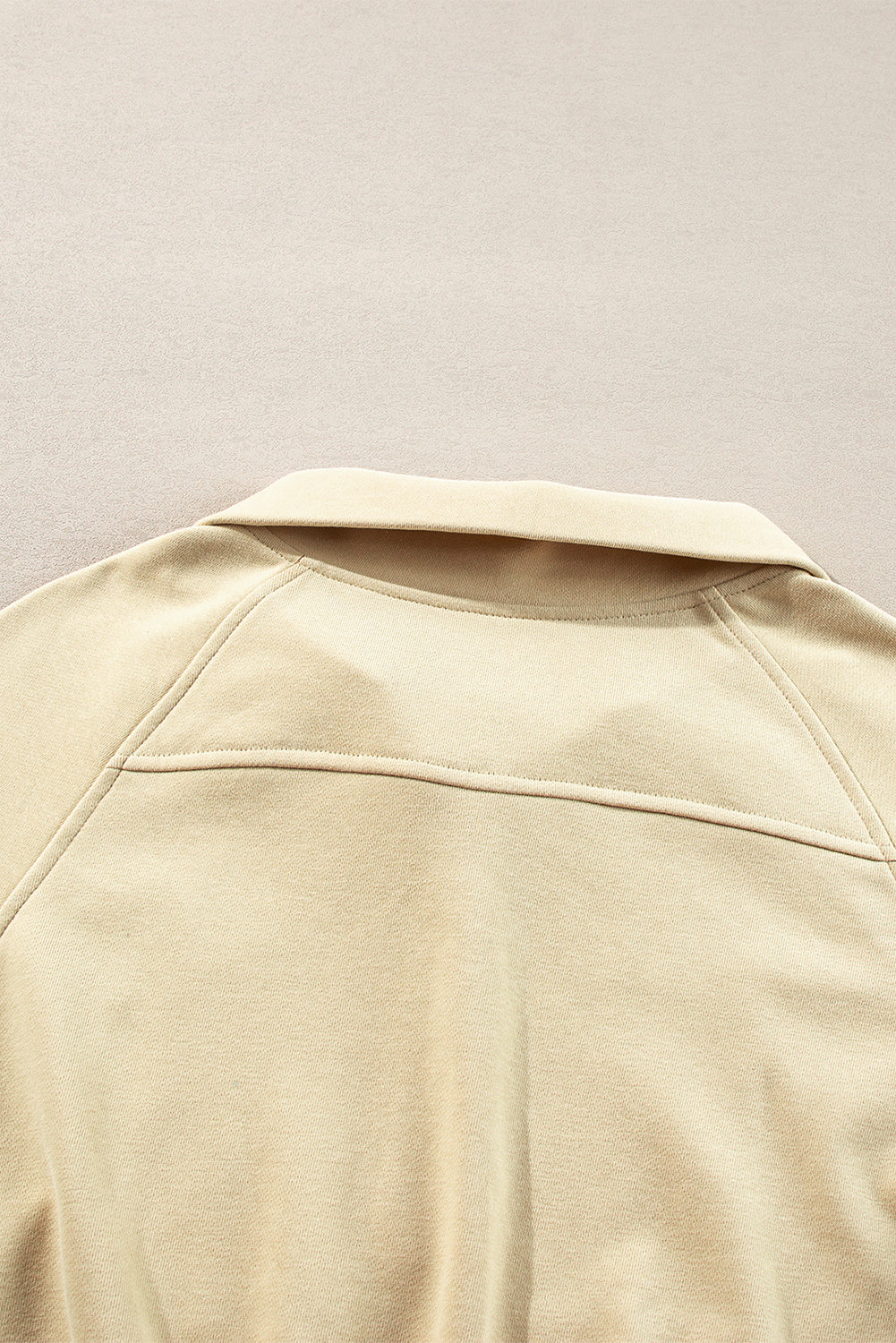 Parchment Quarter Zip Stand Neck Kangaroo Pocket Sweatshirt