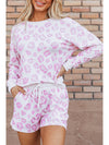 Pink Leopard Print Pullover and Shorts Pajama Set