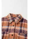 Multicolour Plus Size Plaid Print Collared Button Up Jacket