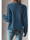 Real Teal Hollow Knit V Neck Button Front Plus Size Cardigan