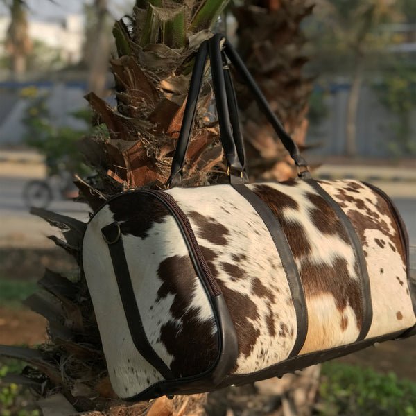 Handcrafted Medium Cowhide Duffel Bag