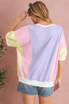 White Colorblock Patchwork Oversized T Shirt