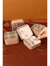 Camel Retro Floral Print Portable Square Jewelry Box