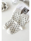 White Bow Ribbed Edge Crew Socks