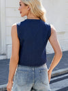 Tied Round Neck Denim Vest