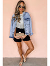 Beau Blue Vintage Washed Flap Pockets Denim Jacket