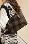 Camel Leopard Print PU Leather Tote Bag