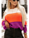 Color Block Drop Shoulder Round Neck Sweater