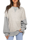 Yellow Color Block Thumbhole Sleeve Drop Shoulder Sweatshirt