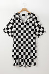 Black Checkered Tee and Shorts Plus Size Two Piece Set