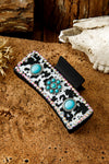 Black Retro Turquoise Animal Spots Hair Claw Clip