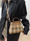 Contrast Plaid Trapezoid Shape Crossbody Bag