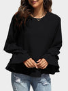 Round Neck Double-Layered Flounce Sleeve Top