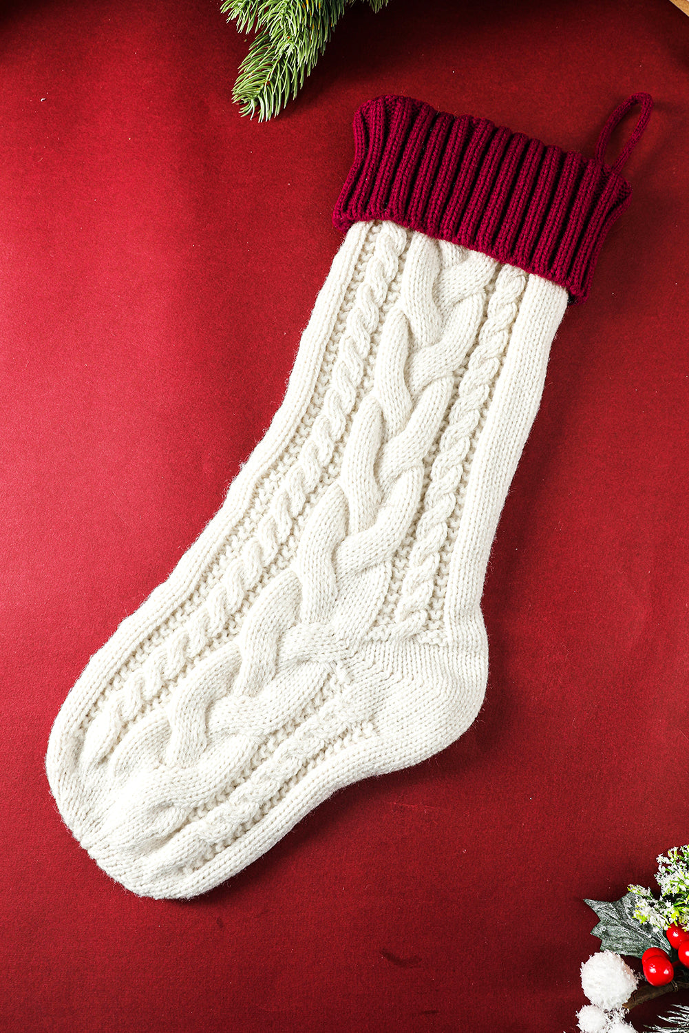 White Cable Knitted Christmas Stocking