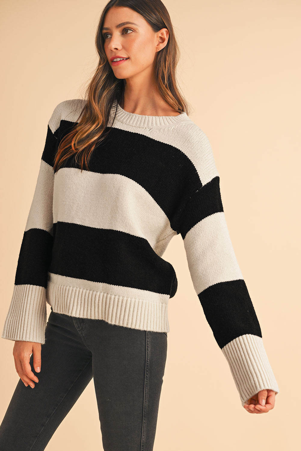 Jet Stream Colorblock Loose Pullover Sweater