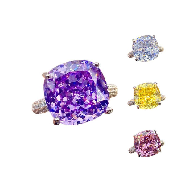 Multicolor Star Cut Bold Square CZ Adjustable Ring
