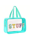 Light Blue STUFF Patch Clear Makeup Bag