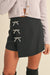 Black Rhinestone Bow High Waist Mini Skirt