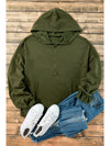 Smoke Green Half Zipper Kangaroo Pockets Drop Shoulder Hoodie