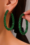 Dark Green St. Patricks Daring Sequin Hoop Earrings