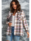 Brown Plaid Button Up Long Sleeve Flannel Shacket