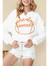 Orange Game Day Lettering Rugby Notched Neck Cropped Sweatshirt