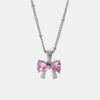 Stainless Steel Inlaid Zircon Bow Necklace - Cocoa Yacht Club