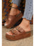 Chestnut Dual Buckle Studded Vintage Platform Slides Shoes