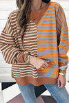 Pink Stripe Colorblock Drop Shoulder Oversize Sweatshirt