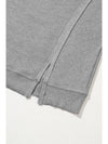 Gray Knit Bishop Sleeve Split Oversized Sweatshirt