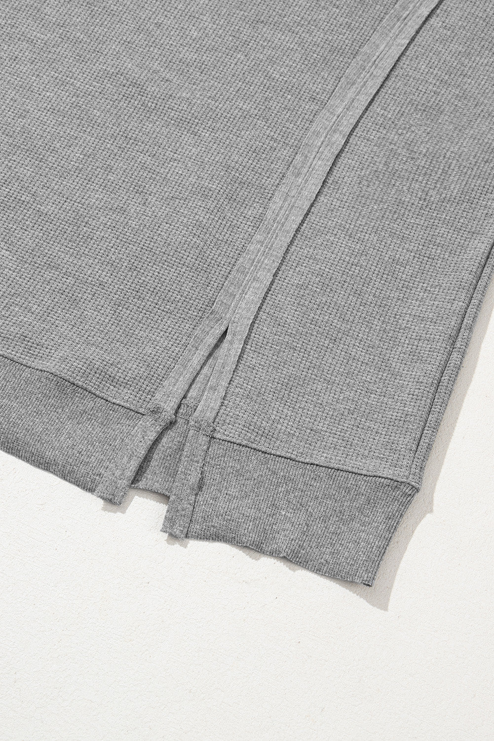 Gray Knit Bishop Sleeve Split Oversized Sweatshirt