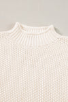 Beige Mock Neck Knitted Dolman Top