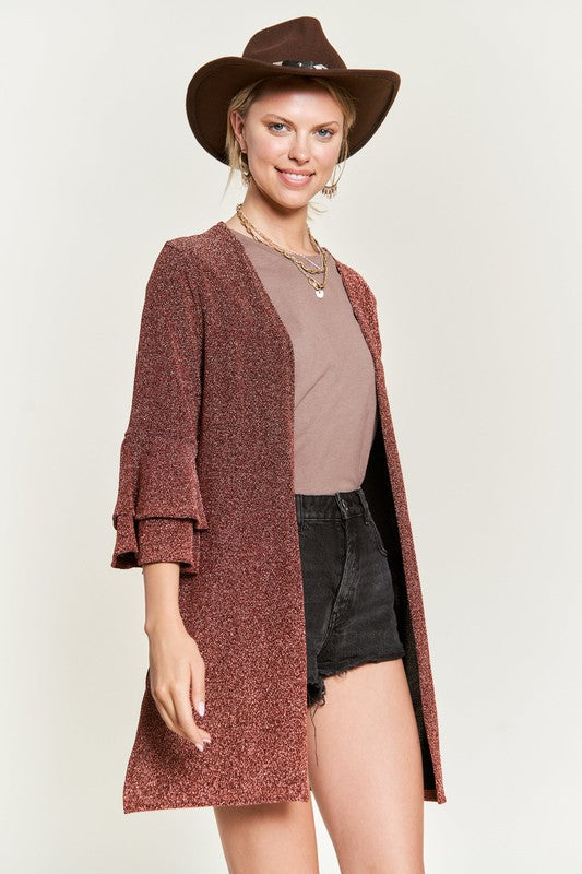 Glitter bell sleeve kimono style cardigan PLUS