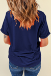 Blue Game Day Graphic Cuffed Sleeve Crew Neck T Shirt