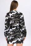 American Bazi Camouflage Cropped Jacket with Chains - Cocoa Yacht Club