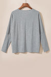 Light Grey Ribbed Dolman Sleeve Top And Pocketed Pants Set