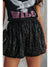 Black Sequin Straight Leg High Waist Casual Shorts