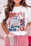 White Hey Batter Swing Game Day Graphic Tee