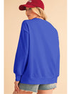 Dark Blue Tinsel Game Day Drop Shoulder Sweatshirt