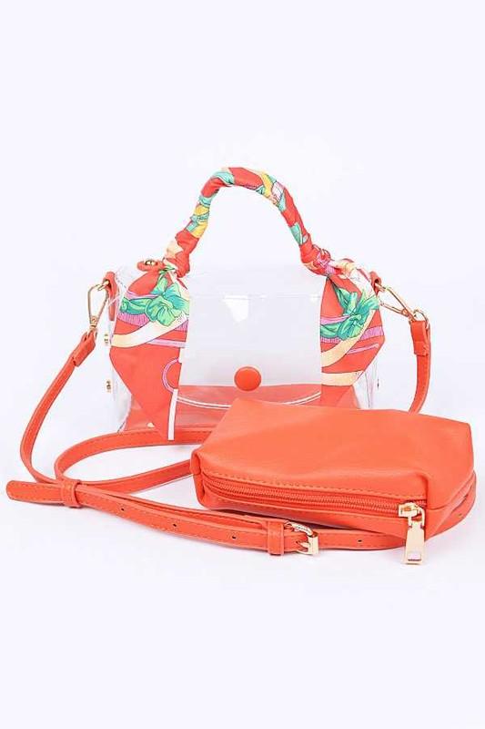2 In 1 Transparent Scarf Wrap Handle Stadium Bag - Cocoa Yacht Club