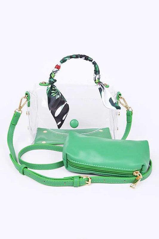 2 In 1 Transparent Scarf Wrap Handle Stadium Bag - Cocoa Yacht Club