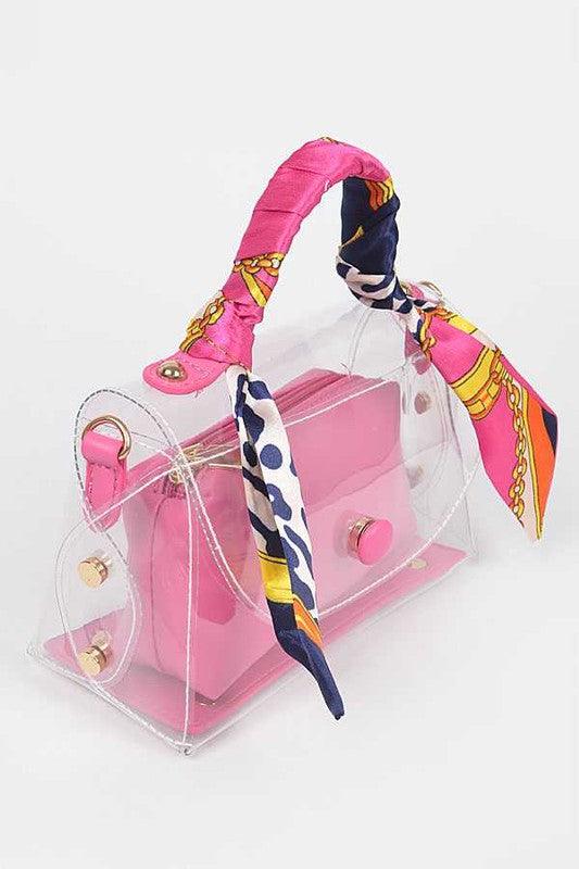 2 In 1 Transparent Scarf Wrap Handle Stadium Bag - Cocoa Yacht Club