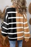 Blue Stripe Exposed Seam Patchwork Loose Sweatshirts