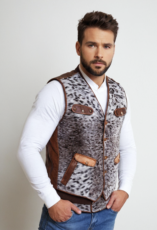 Men's Cowhide Hair On Pony Skin Vest