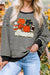 Black Stripe Tis The Season Chenille Patched Thanksgiving Top