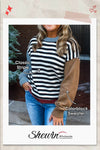 Black Striped Colorblock Patchwork Long Sleeve Sweater