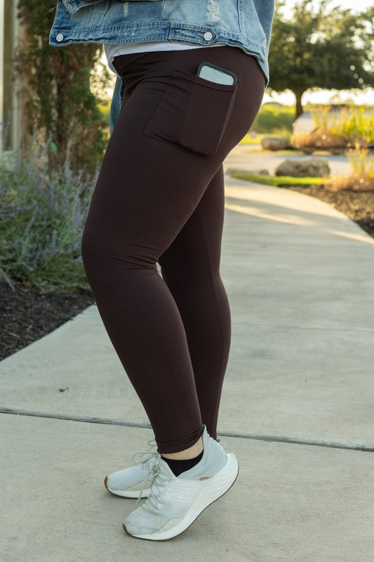 The Brady FULL LENGTH  Brown Solid Leggings R3