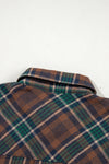 Brown Plaid Print Chest Pockets Buttoned Shacket