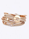 Metallic Double Wrap Leather Bracelet